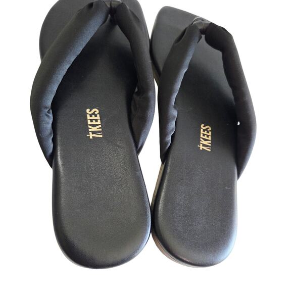 TKEES Leather Square Toe Lily Flat Sandals, Satin Strap, Black Size 7 NWOB - Picture 7 of 9